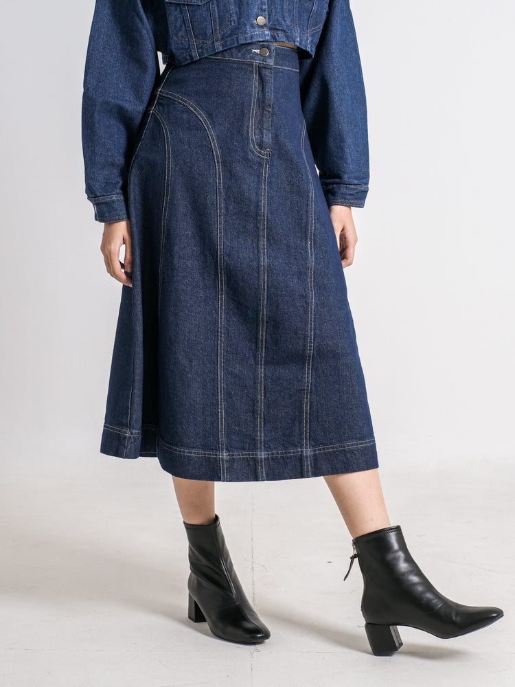 ELSIE FLARE DENIM SKIRT