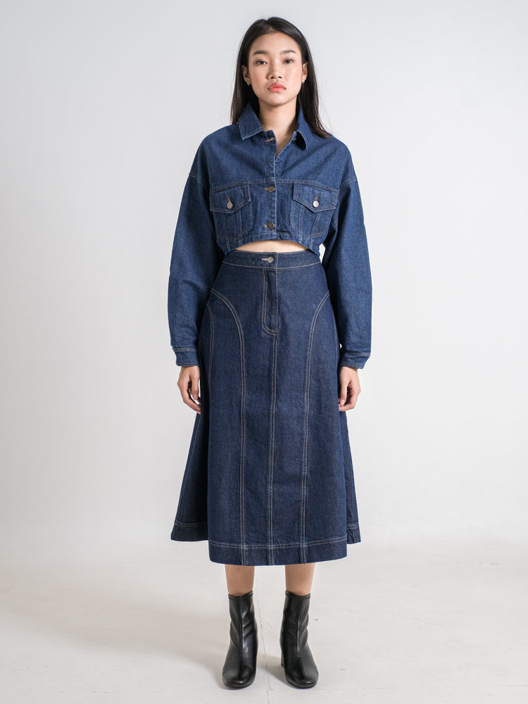 ELSIE FLARE DENIM SKIRT