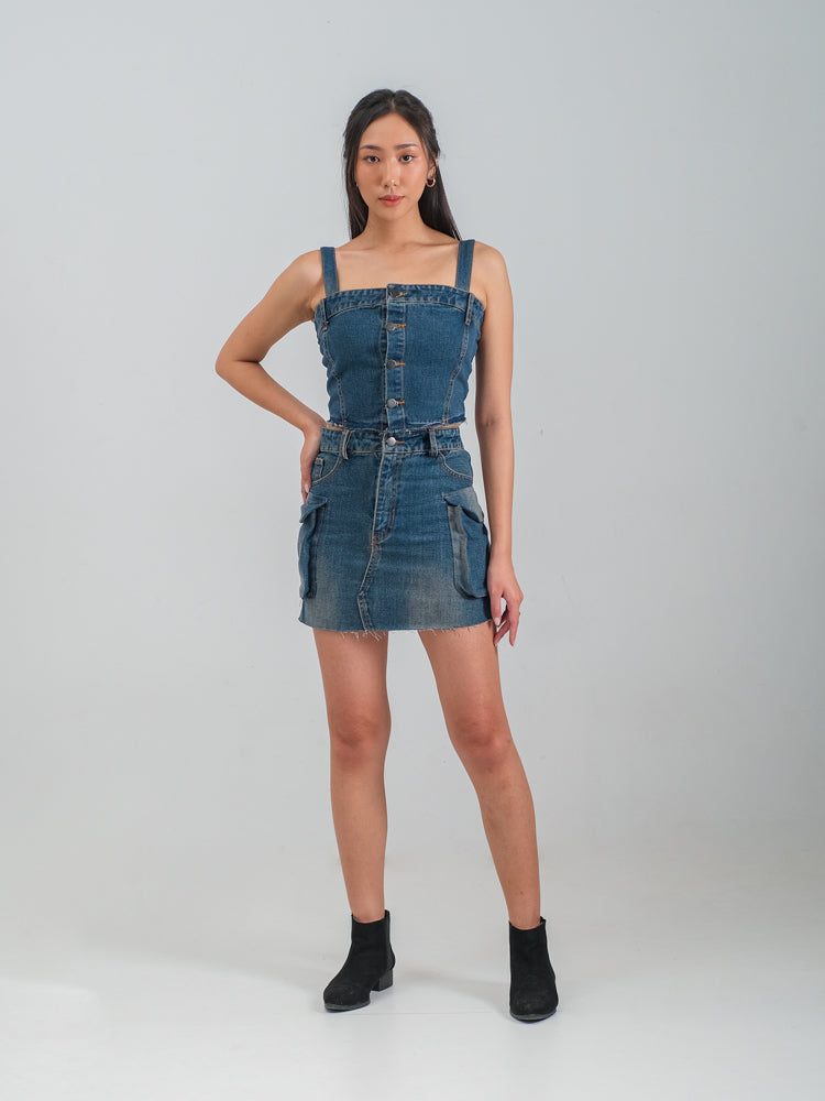 FREYA CARGO DENIM SKIRT