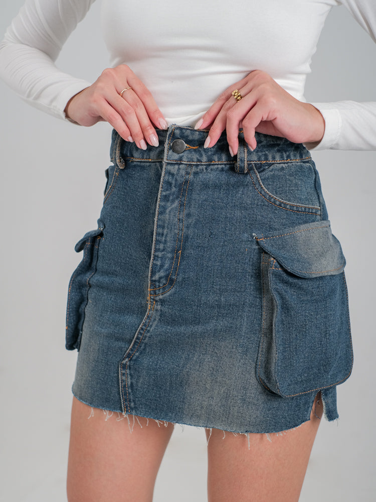 FREYA CARGO DENIM SKIRT