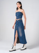 ASHLEY MAXI DENIM SKIRT