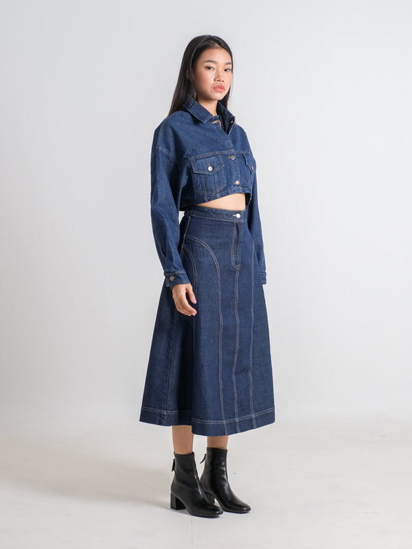 ELSIE FLARE DENIM SKIRT