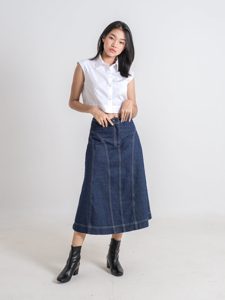 ELSIE FLARE DENIM SKIRT