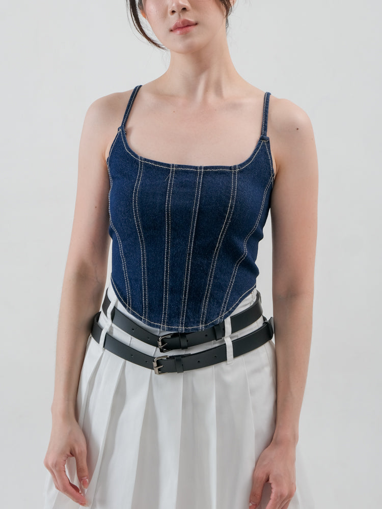 IVY CORSET DENIM TOPS