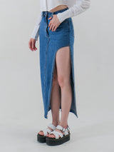 JEAN SLIT MAXI DENIM SKIRT