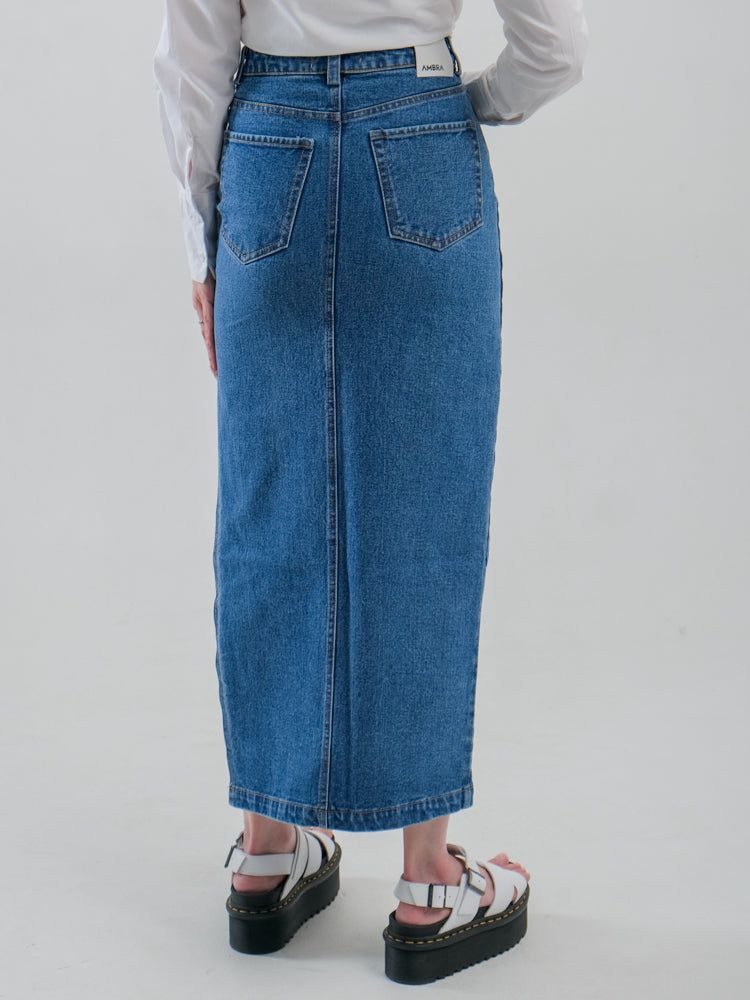 JEAN SLIT MAXI DENIM SKIRT