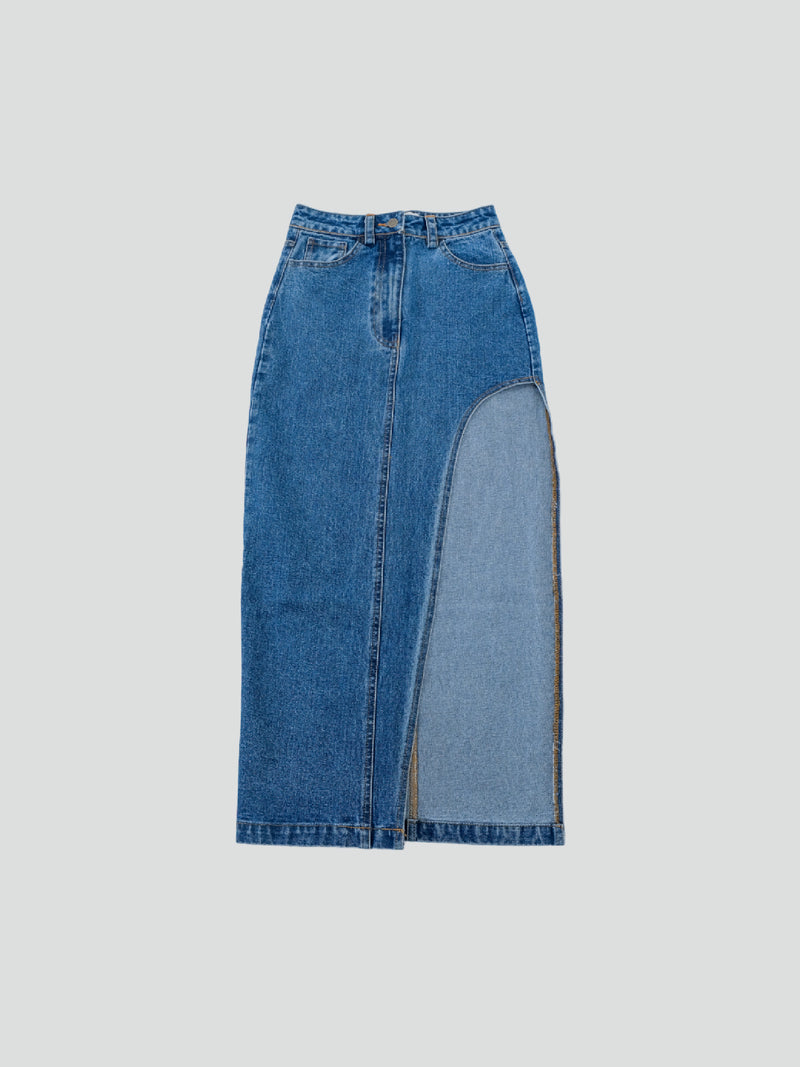 JEAN SLIT MAXI DENIM SKIRT